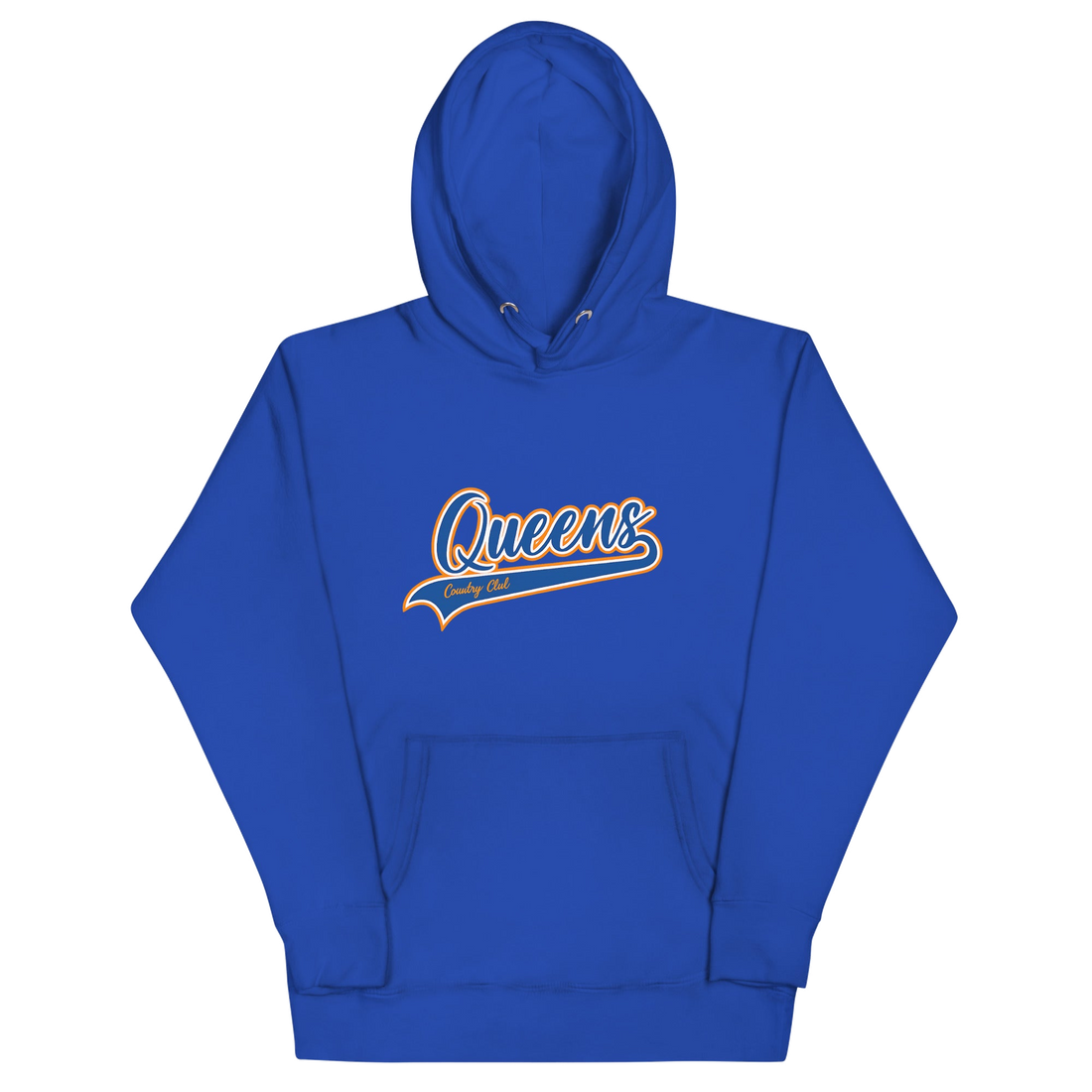 QCC Varsity Script Hoodie — product view | Queens Country Club