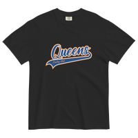 Black Queens Country Club T-shirt featuring vintage Queens script logo on the chest
