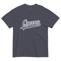 Navy Queens Country Club T-shirt featuring vintage Queens script logo on the chest
