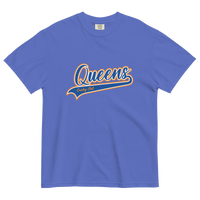 Flo Blue Queens Country Club T-shirt featuring vintage Queens script logo on the chest