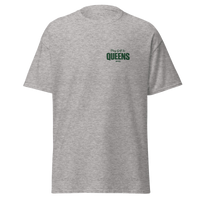Queens Country Club Golf Society tee in Sport Grey, front view with Play Golf in Queens NYC chest print