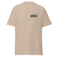 Queens Country Club Golf Society tee in Sand, front view with Play Golf in Queens NYC chest print