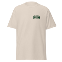 Queens Country Club Golf Society tee in Natural, front view with Play Golf in Queens NYC chest print