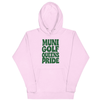 Muni Golf Queens Pride Hoodie- Green in Lavender — front view | Queens Country Club