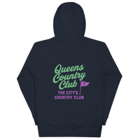 Queens CC “City’s Country Club” Hoodie in Navy Blazer — back view | Queens Country Club