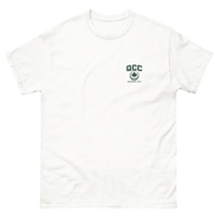 Queens Golf Dept. Tee - Green in White — front view | Queens Country Club