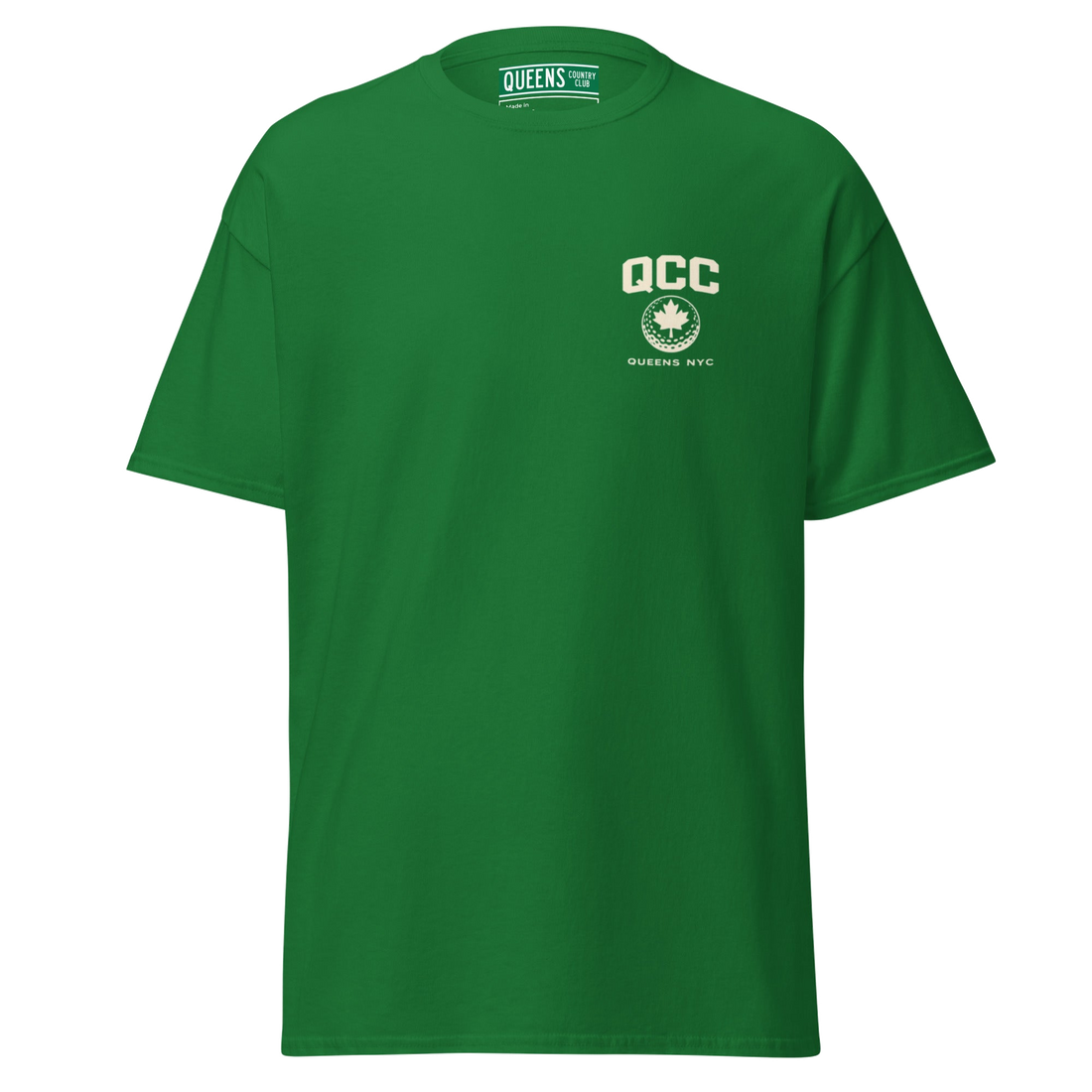 Queens Golf Dept. Tee in Green — front view | Queens Country Club