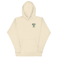 Queens Golf Dept. Hoodie with green Queens Borough Golf & Recreation Dept. graphic — Bone front view | Queens Country Club