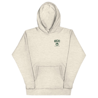 Queens Golf Dept. Hoodie with green Queens Borough Golf & Recreation Dept. graphic — Oatmeal Heather front view | Queens Country Club