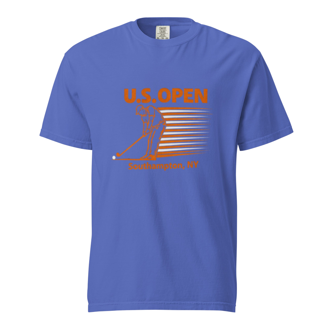 U.S. Open golf T-shirt featuring a retro golfer graphic and Southampton, NY typography inspired by Shinnecock Hills Golf Club and New York golf…