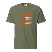 U.S. Open golf T-shirt featuring a retro golfer graphic and Southampton, NY typography inspired by Shinnecock Hills Golf Club and New York golf…