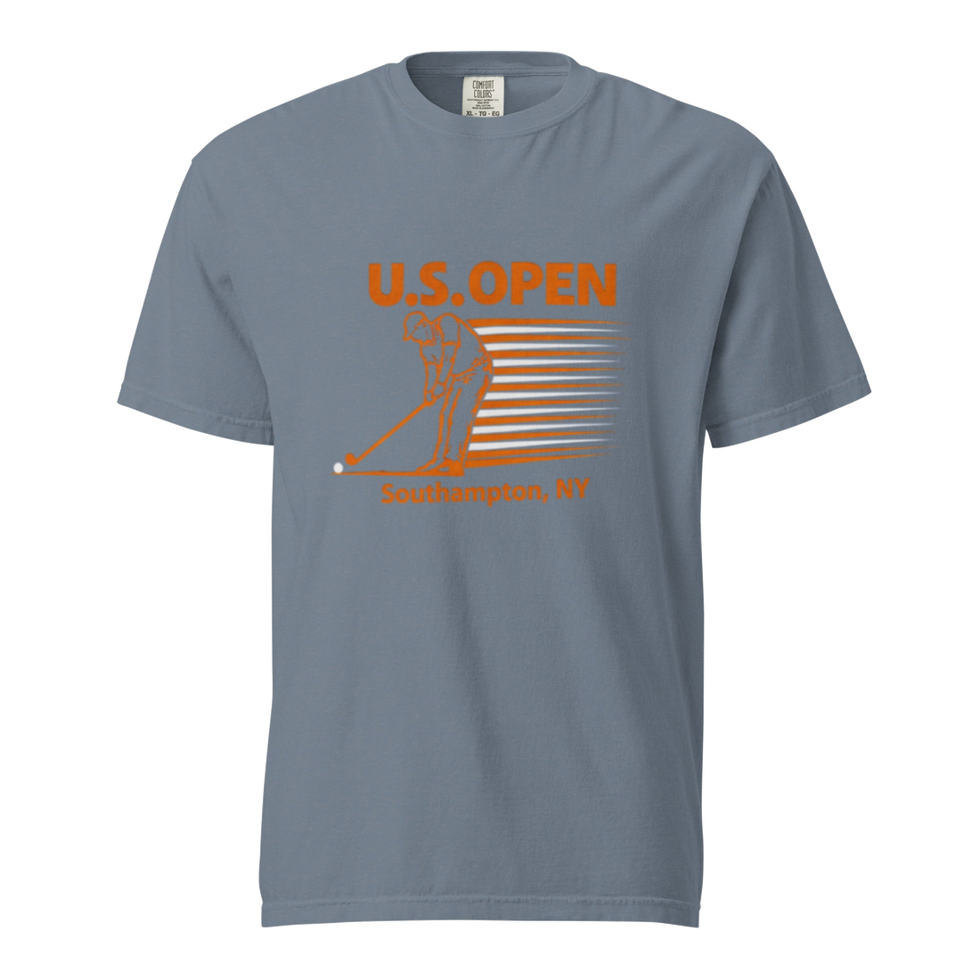 U.S. Open golf T-shirt featuring a retro golfer graphic and Southampton, NY typography inspired by Shinnecock Hills Golf Club and New York golf…