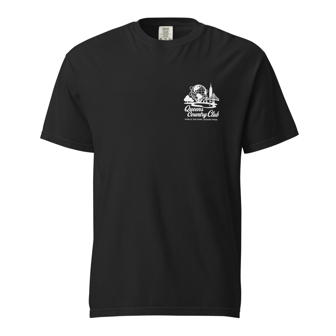 'Queens Country Club' logo on the front and back. Queens Unisphere Golf Tee