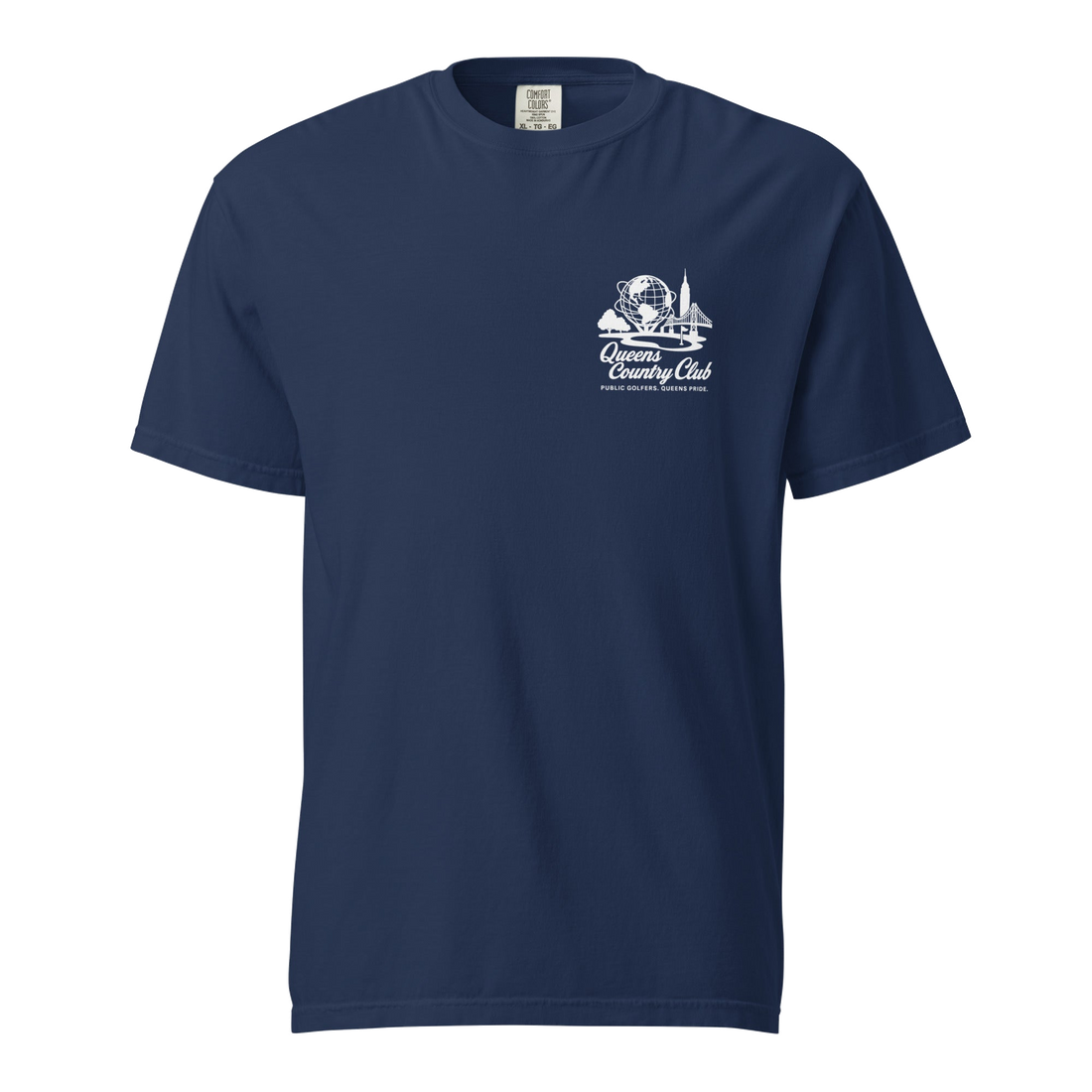 'Queens Country Club' logo on the front and back. Queens Unisphere Golf Tee