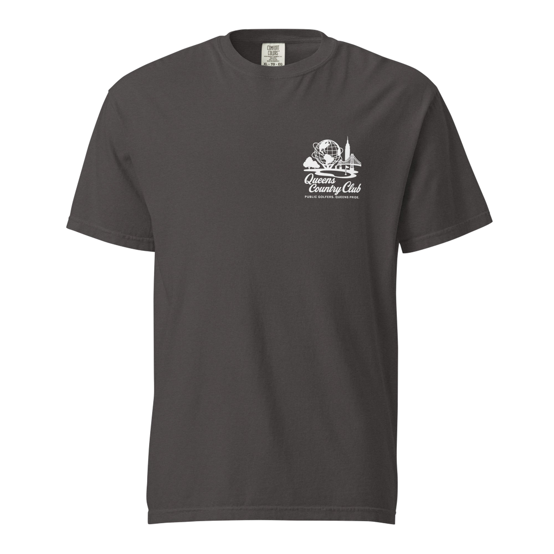 'Queens Country Club' logo on the front and back. Queens Unisphere Golf Tee