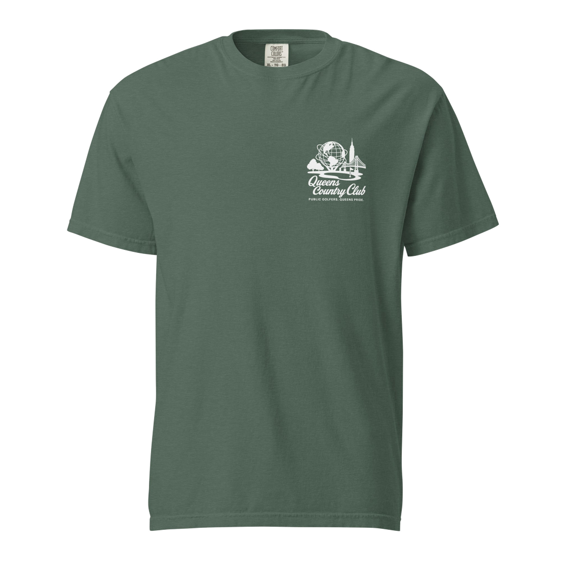 'Queens Country Club' logo on the front and back. Queens Unisphere Golf Tee