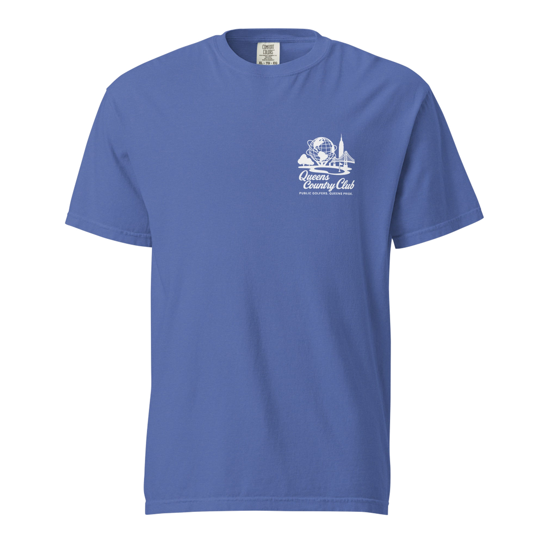 'Queens Country Club' logo on the front and back. Queens Unisphere Golf Tee