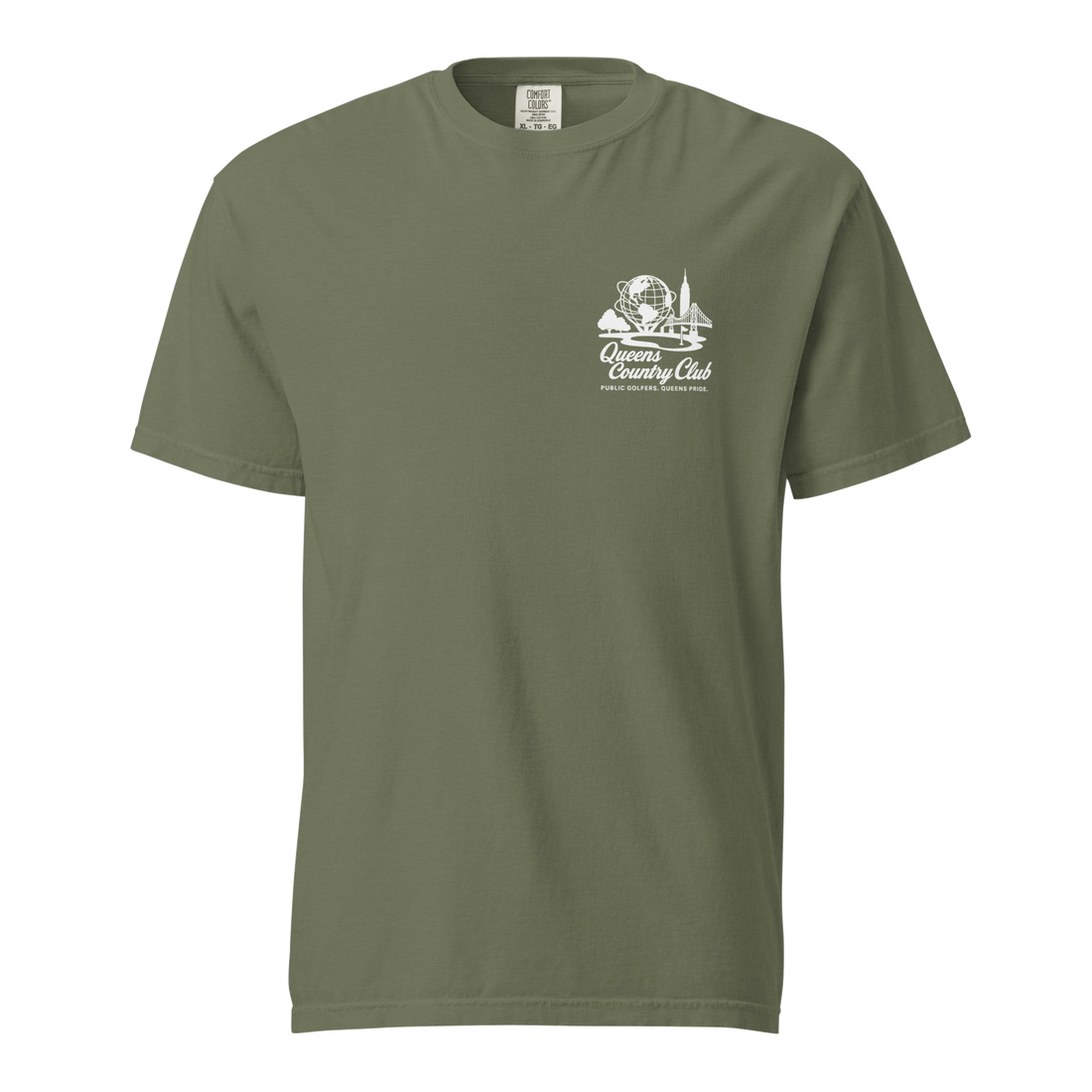 'Queens Country Club' logo on the front and back. Queens Unisphere Golf Tee