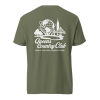 'Queens Country Club' logo on the front and back. Queens Unisphere Golf Tee