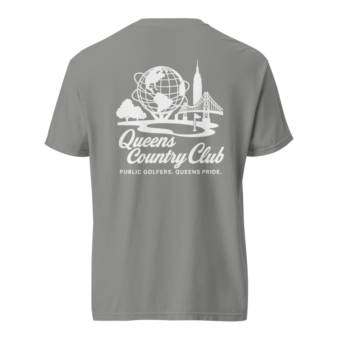 'Queens Country Club' logo on the front and back. Queens Unisphere Golf Tee