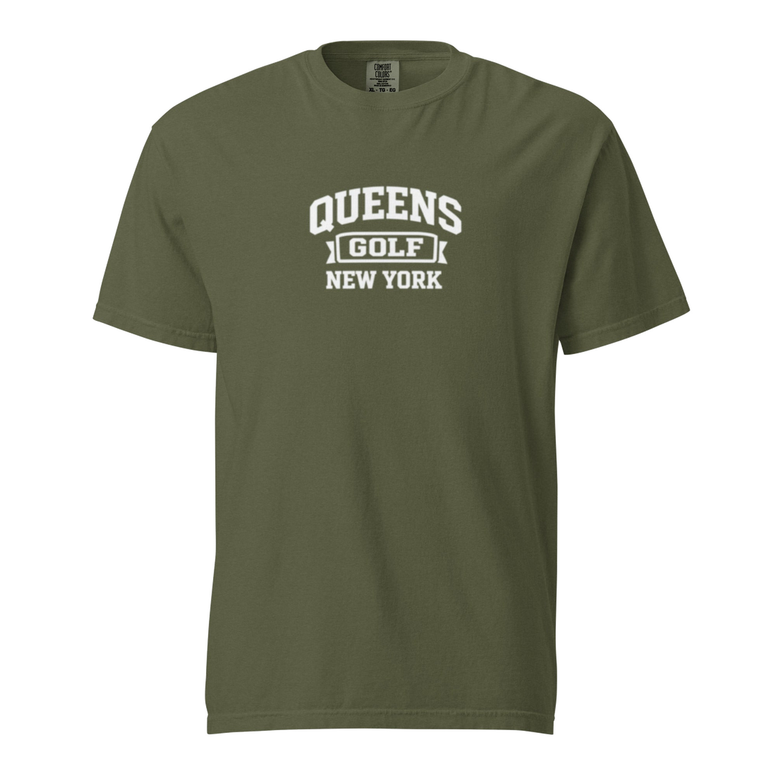 Queens Collegiate Golf Tee White — front view | Queens Country Club