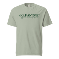 Queens Country Club Golf Anyone? Tee with green print in Bay, front view