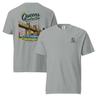 Granite Queensboro Bridge Golf Tee featuring the QCC bridge golf graphic, front-and-back product mockup | Queens Country Club