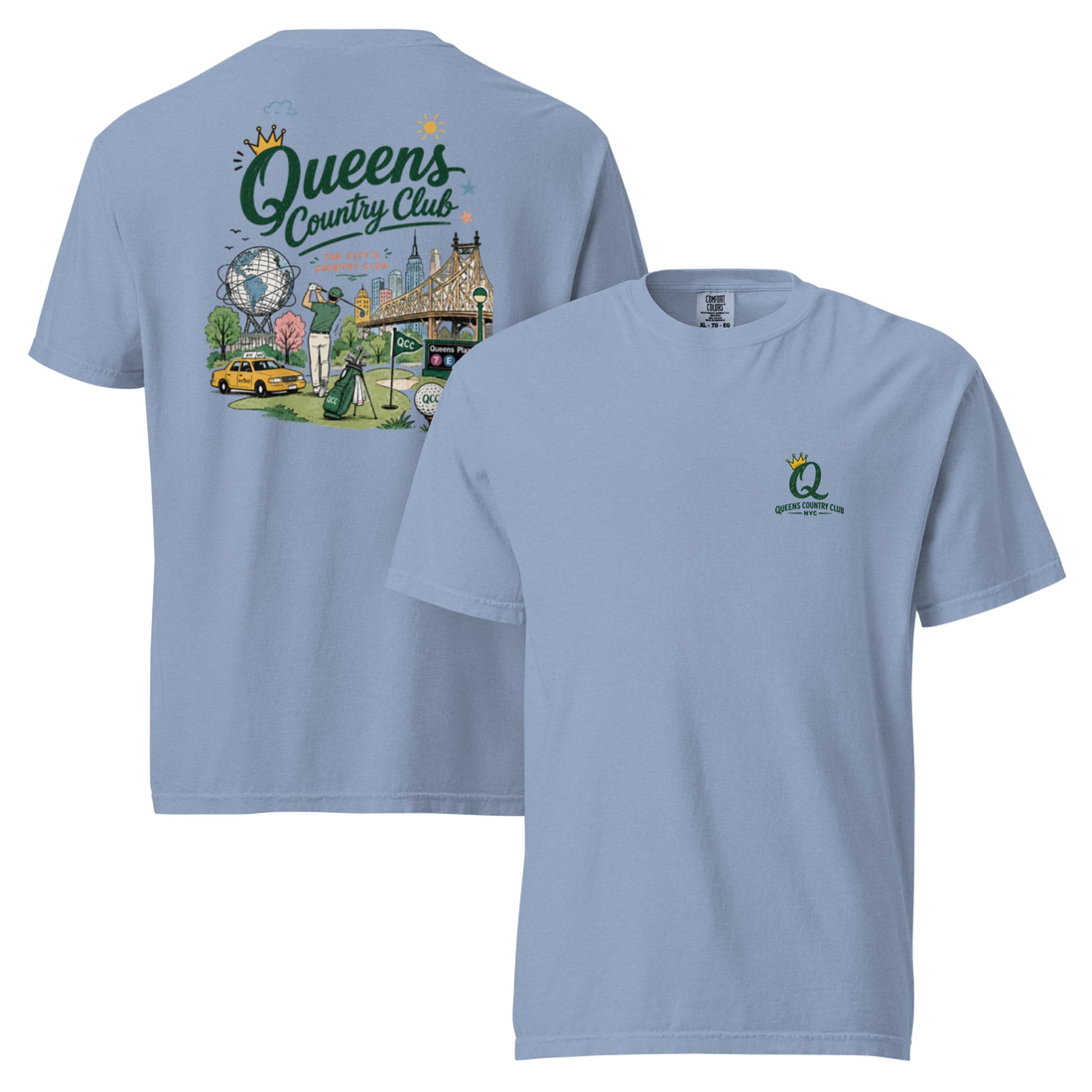 Queens Country Club Cityscape Tee — back view | Queens Country Club
