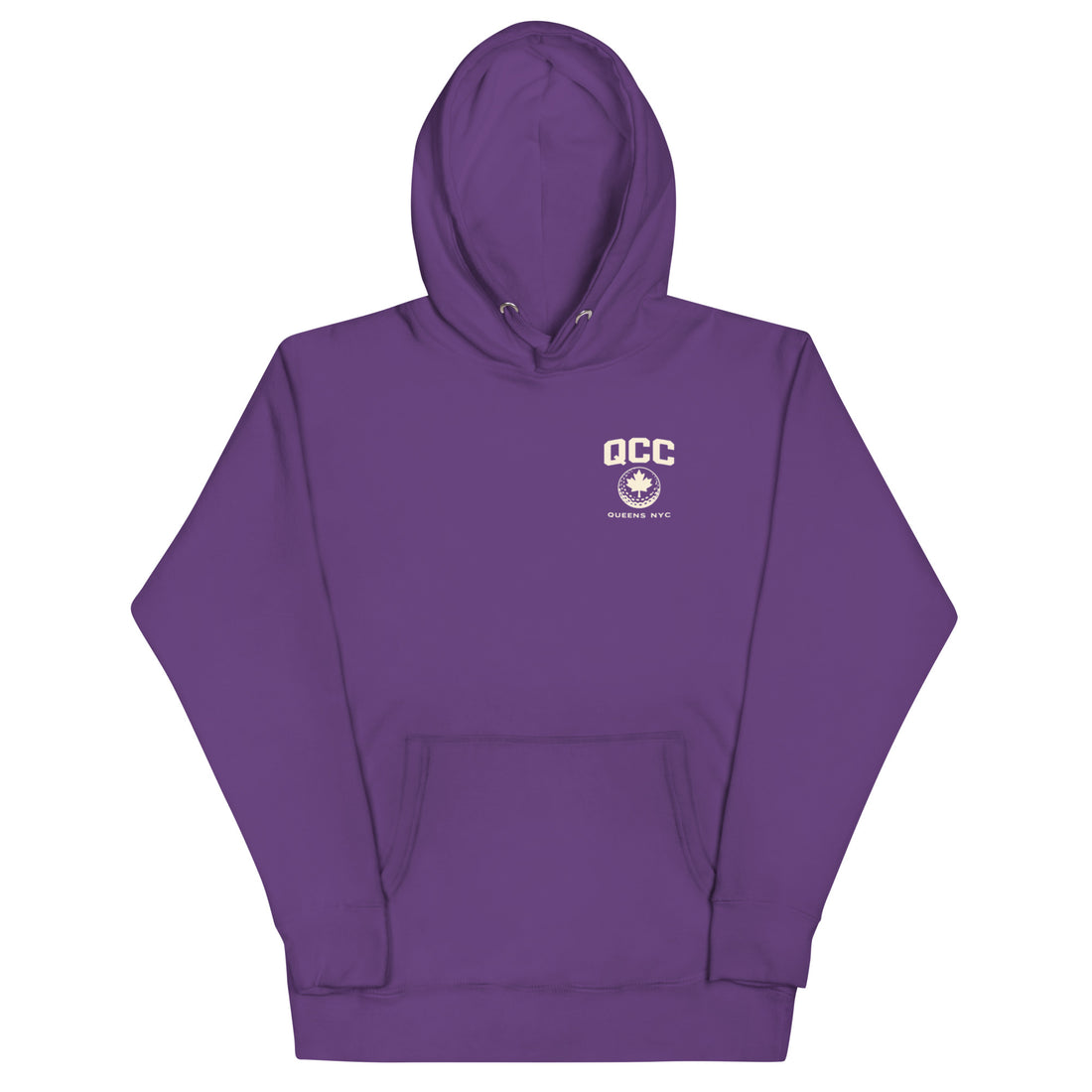  Queens Country Club hoodie featuring cream “Queens Borough Golf & Recreation Dept.” back graphic and small QCC logo on front chest.
