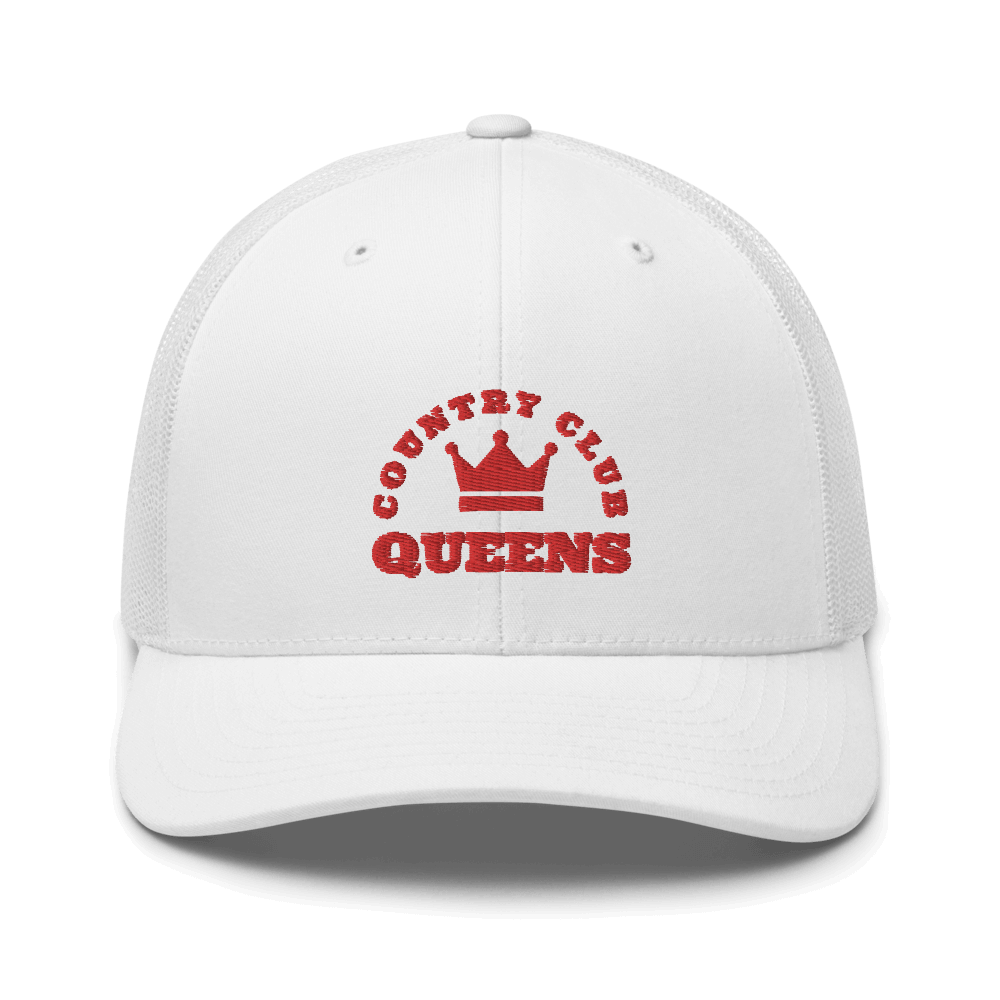 Queens CC Crown Trucker Cap White - Queens Country Club