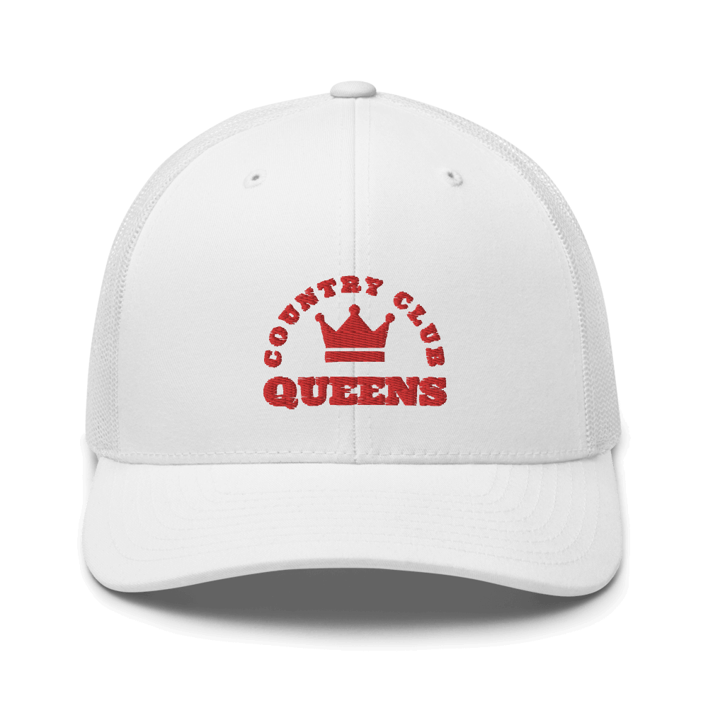 Queens CC Crown Trucker Cap White