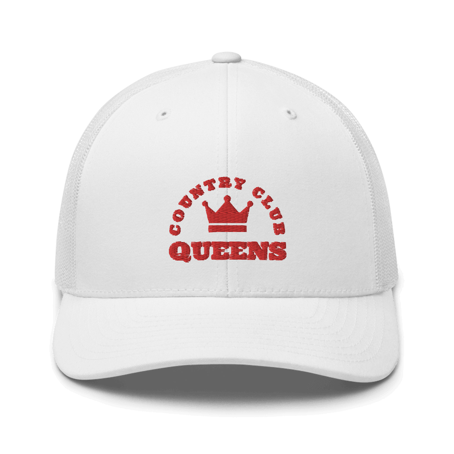 Queens CC Crown Trucker Cap White - Queens Country Club