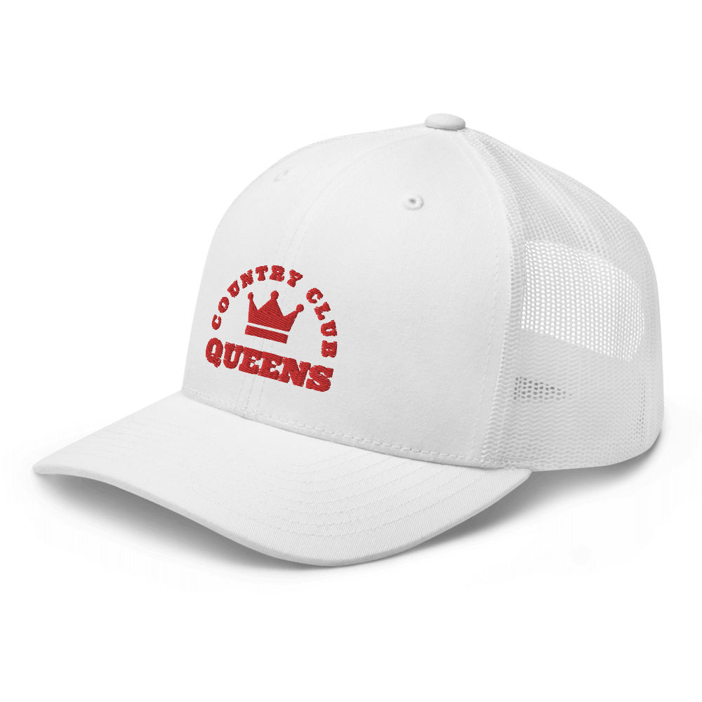 Queens CC Crown Trucker Cap White - Queens Country Club