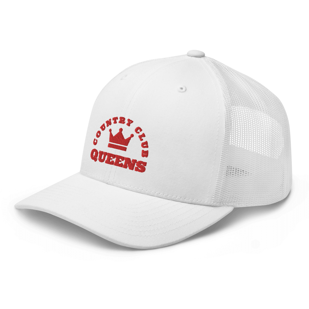 Queens CC Crown Trucker Cap White