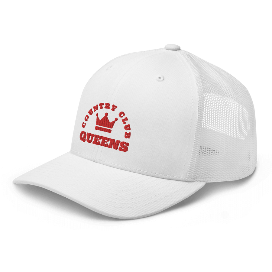Queens CC Crown Trucker Cap White - Queens Country Club