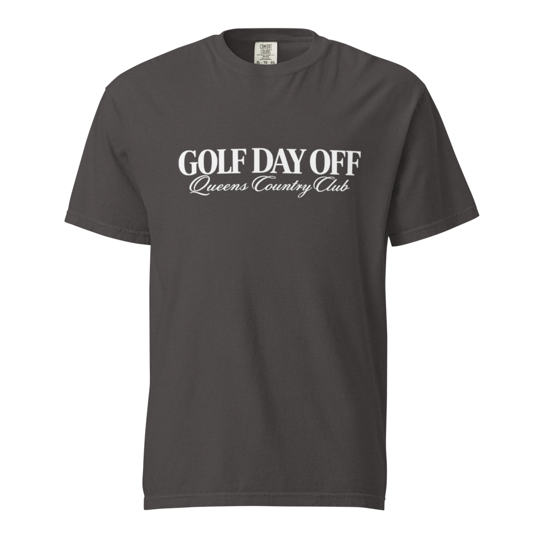 Golf Day Off Tee white – front view, Queens golf apparel by Queens Country Club