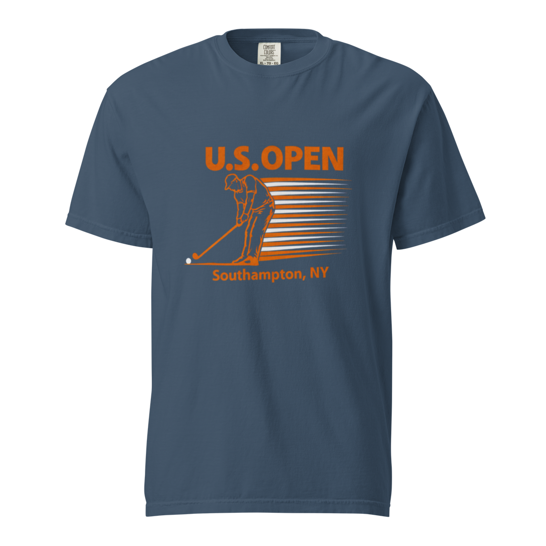 US open Golf Tee garment-dyed – front view, Queens golf apparel by Queens Country Club