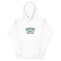   Queens Country Club Queens Golf New York collegiate hoodie with varsity-style golf graphic on front