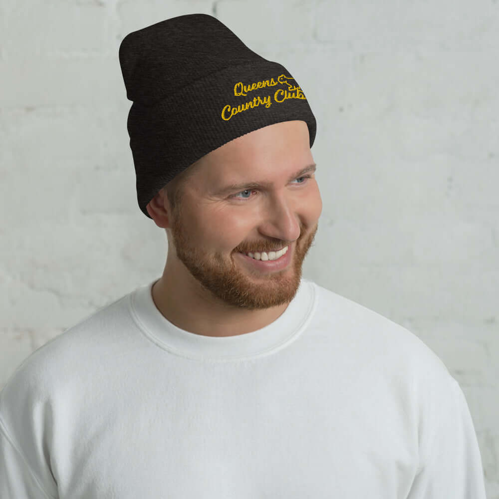 Queens Country Club with Squirrel Embroidery Cuffed Beanie - Queens Country Club