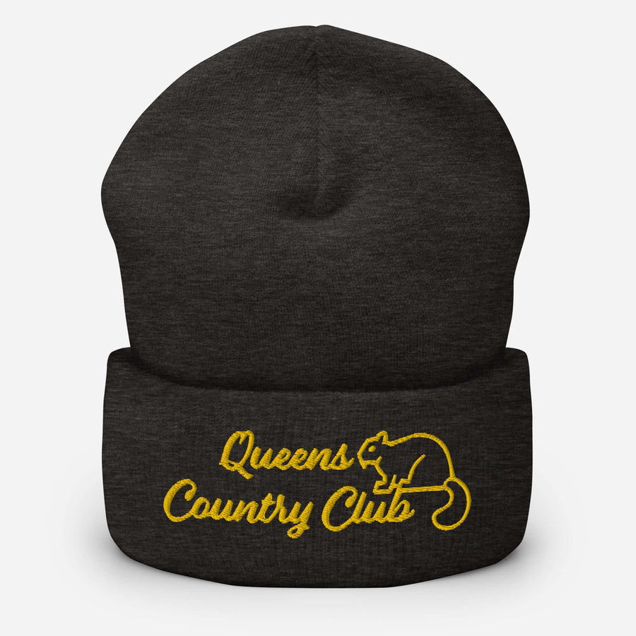 Queens Country Club with Squirrel Embroidery Cuffed Beanie - Queens Country Club