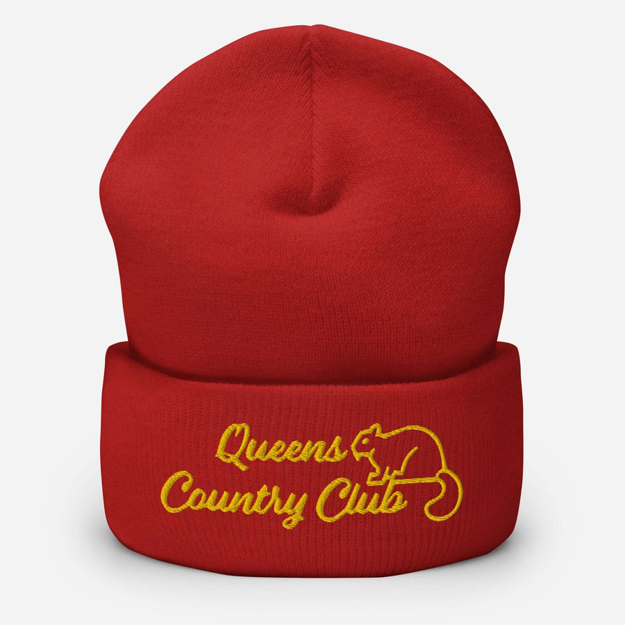 Queens Country Club with Squirrel Embroidery Cuffed Beanie - Queens Country Club