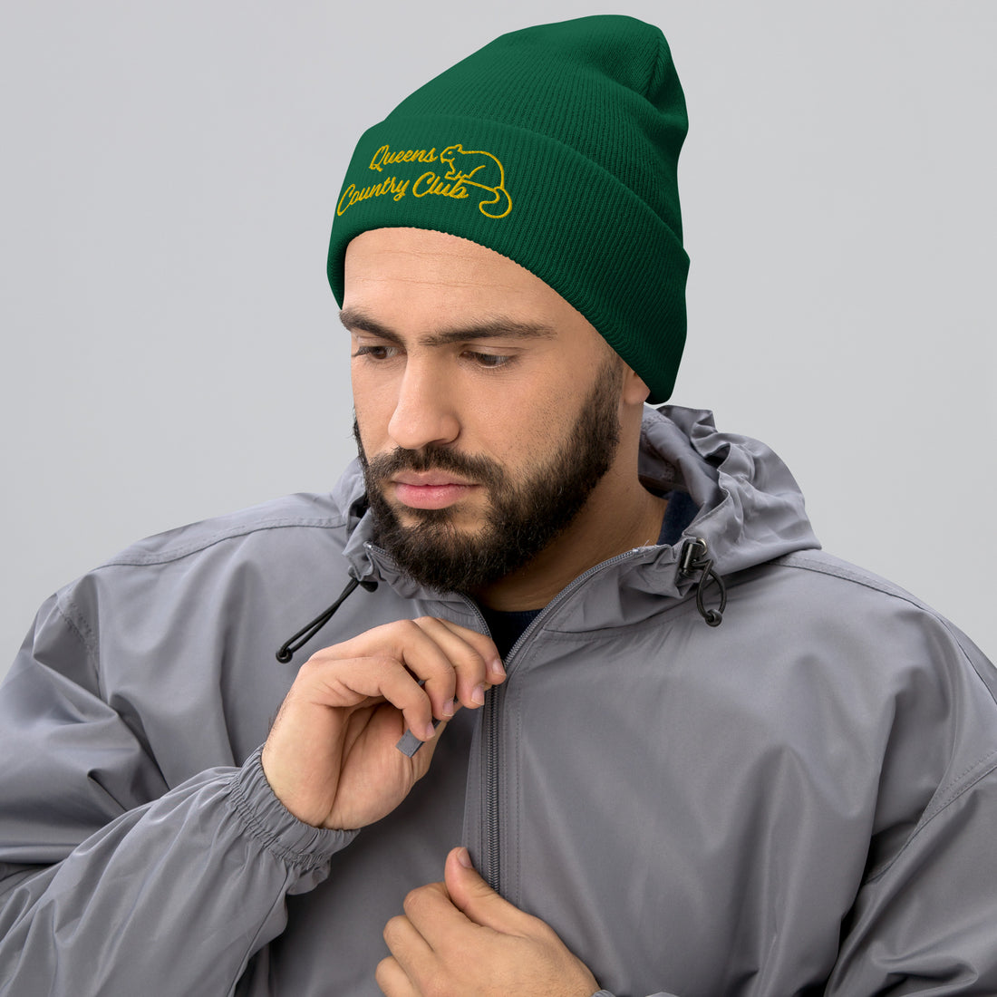 Queens Country Club with Squirrel Embroidery Cuffed Beanie