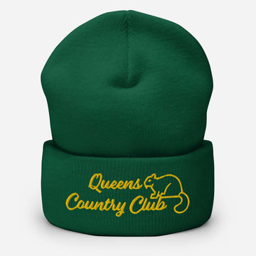 Queens Country Club with Squirrel Embroidery Cuffed Beanie - Queens Country Club