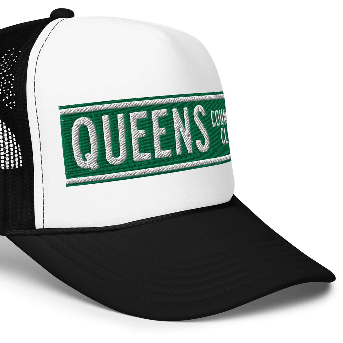 Queens Street Sign Embroidery Foam trucker hat - Queens Country Club
