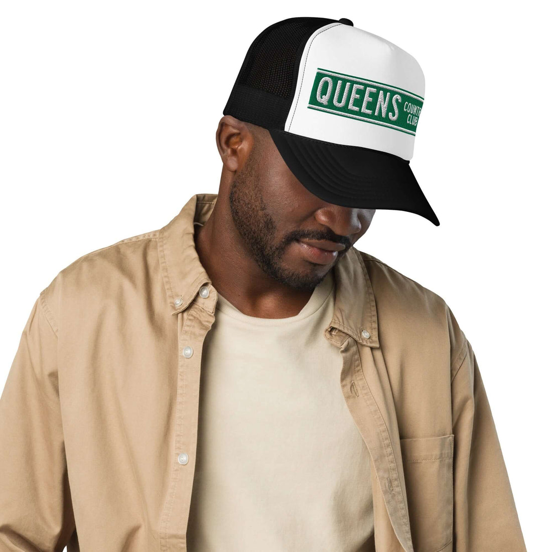 Queens Street Sign Embroidery Foam trucker hat - Queens Country Club